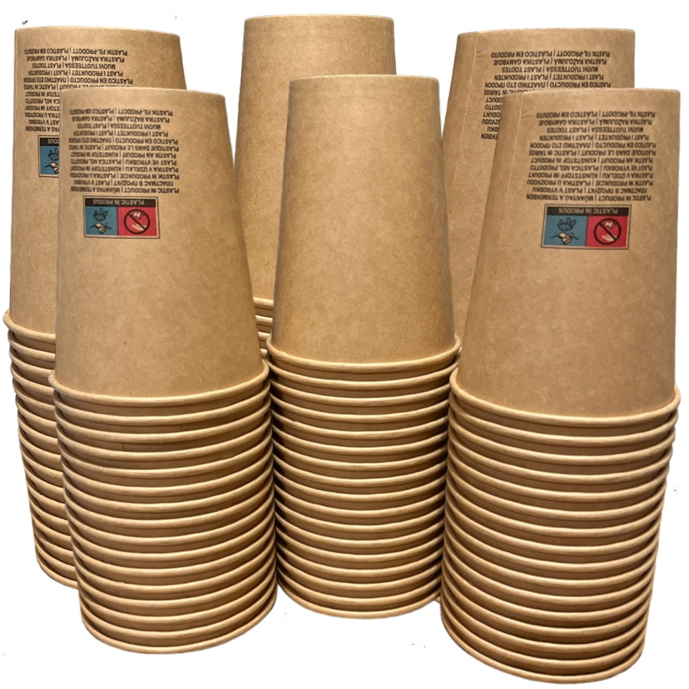 Pahar cafea natur kraft 12/14oz 50buc, diametru capac 90 - imagine 1